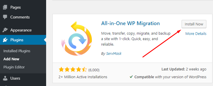 install all in one wp migration