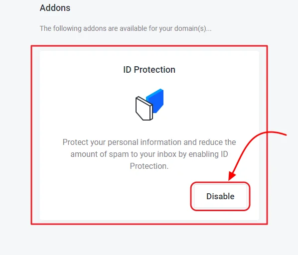 How to disable ID Protection for my Domain