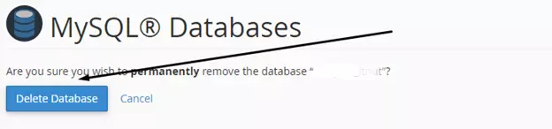 confirm delete mysql database